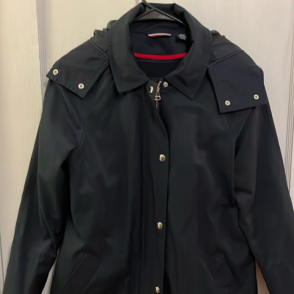 Navy Tommy Hilfiger Raincoat with Removable Fleece Vest (Women’s S)
